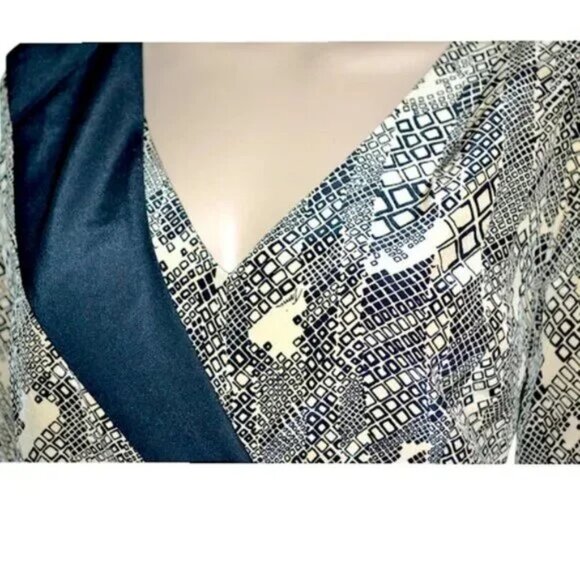 NWT Trina Turk Black Tan Beige Abstract Geometric Animal Print Silk Dress L 12 - Picture 6 of 10